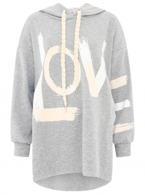 Zwillingsherz Oversized-Hoodie / LOVE - Grau - One Size