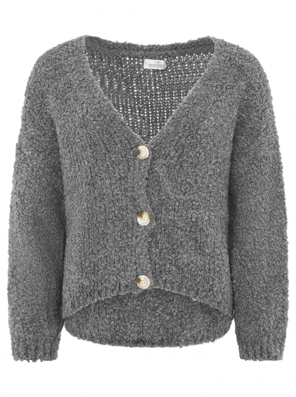 Zwillingsherz Strickjacke / TEDDY / Grau - kurz - One Size