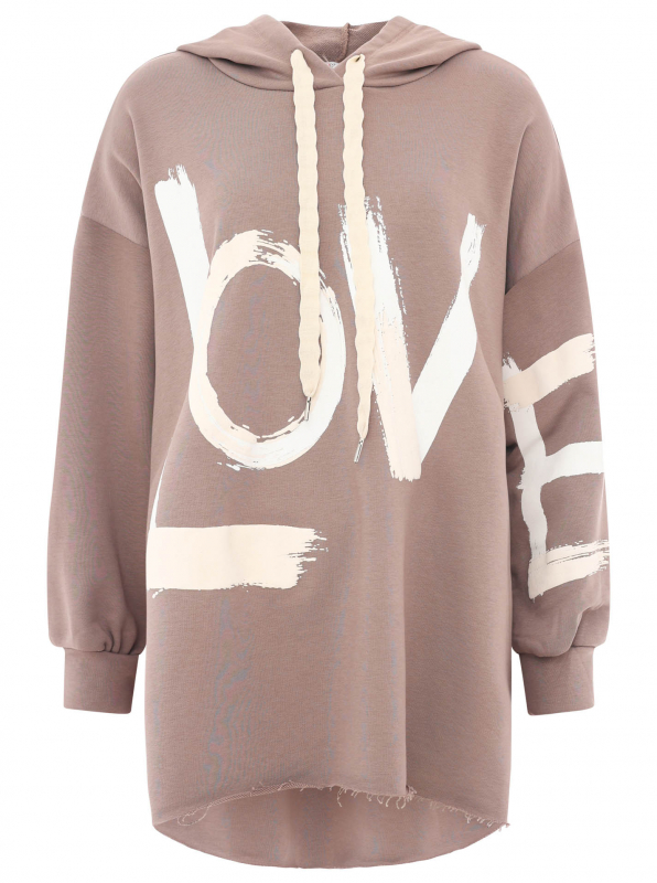 Zwillingsherz Oversized-Hoodie / LOVE - Taupe - One Size