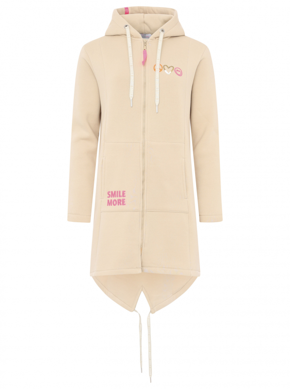 Zwillingsherz Hoodiejacke / SMILE - Beige