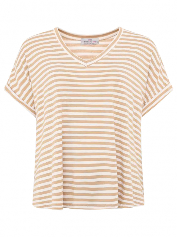 Zwillingsherz Oversized Shirt / STRIPES - Beige-Weiß - One Size